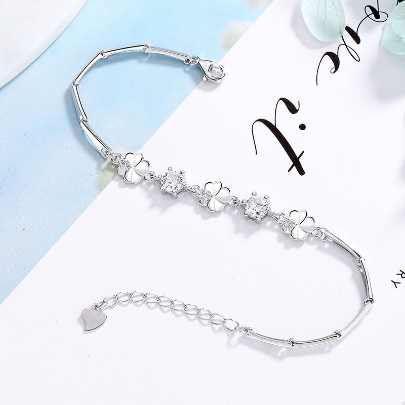 Lucky Four-Leaf Clover Couple Bracelet — Sterling Silver