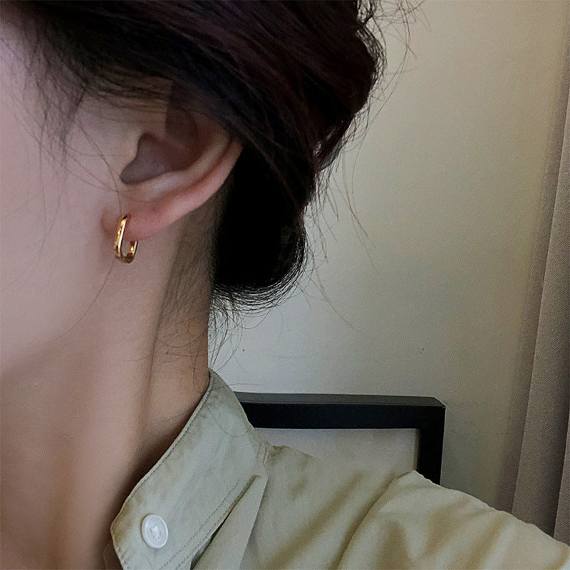 Gold Plated Geometric Ear Clips – Minimalist Silver Hoop Earrings for Women