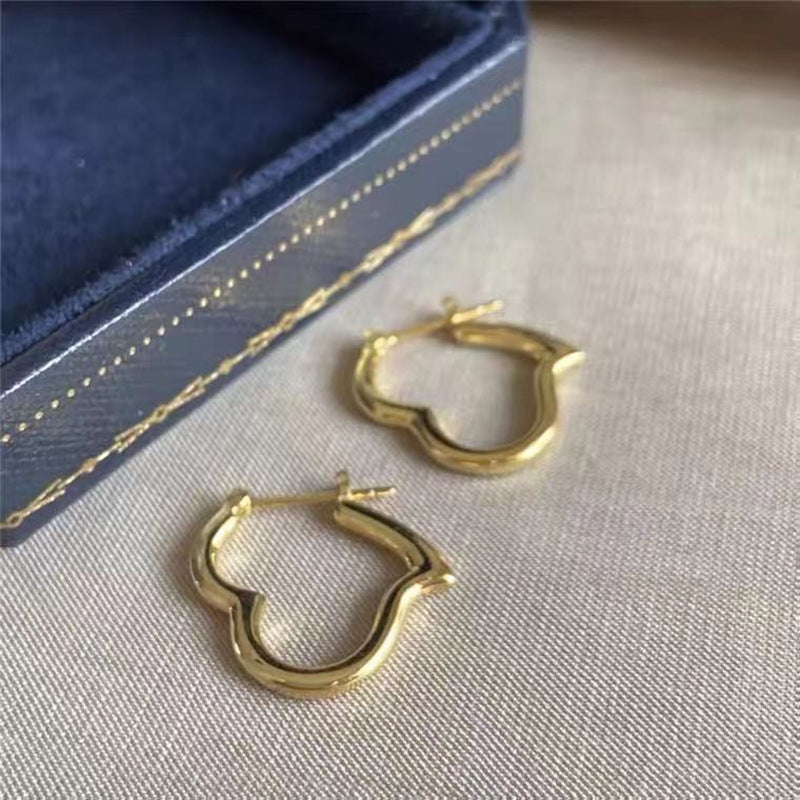 Au750 Yellow Gold Minimalist Hoop Earrings – Electroplated INS Light Luxury Jewelry for Women