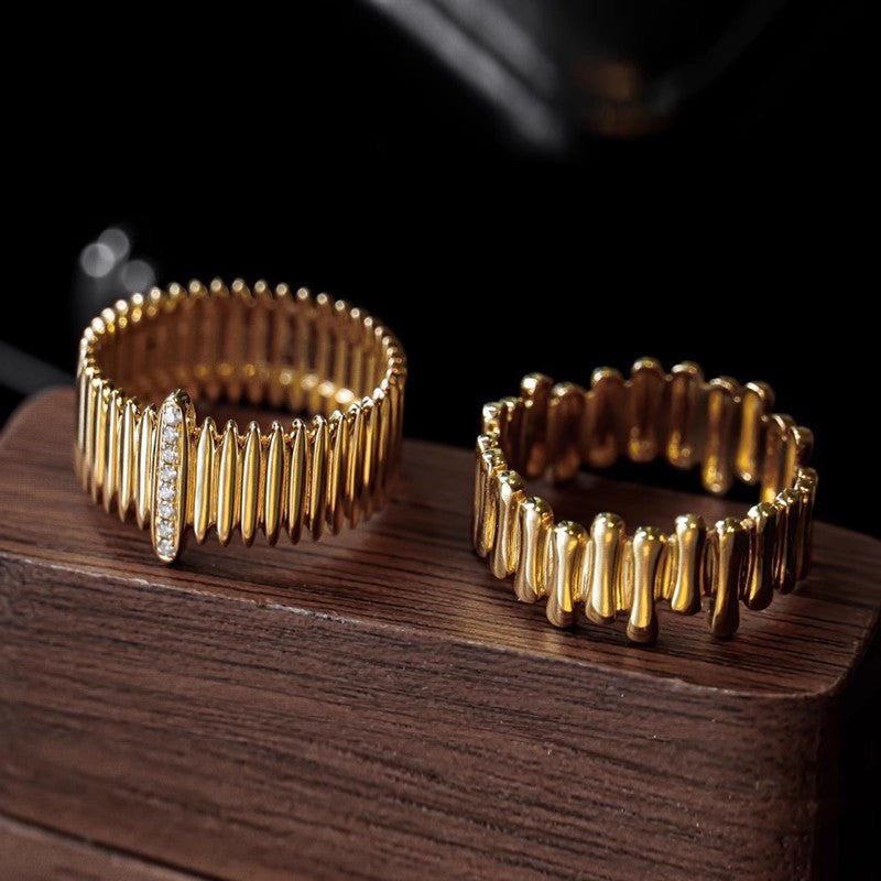 18K Gold-Plated Diamond-Cut Ring – Retro Adjustable