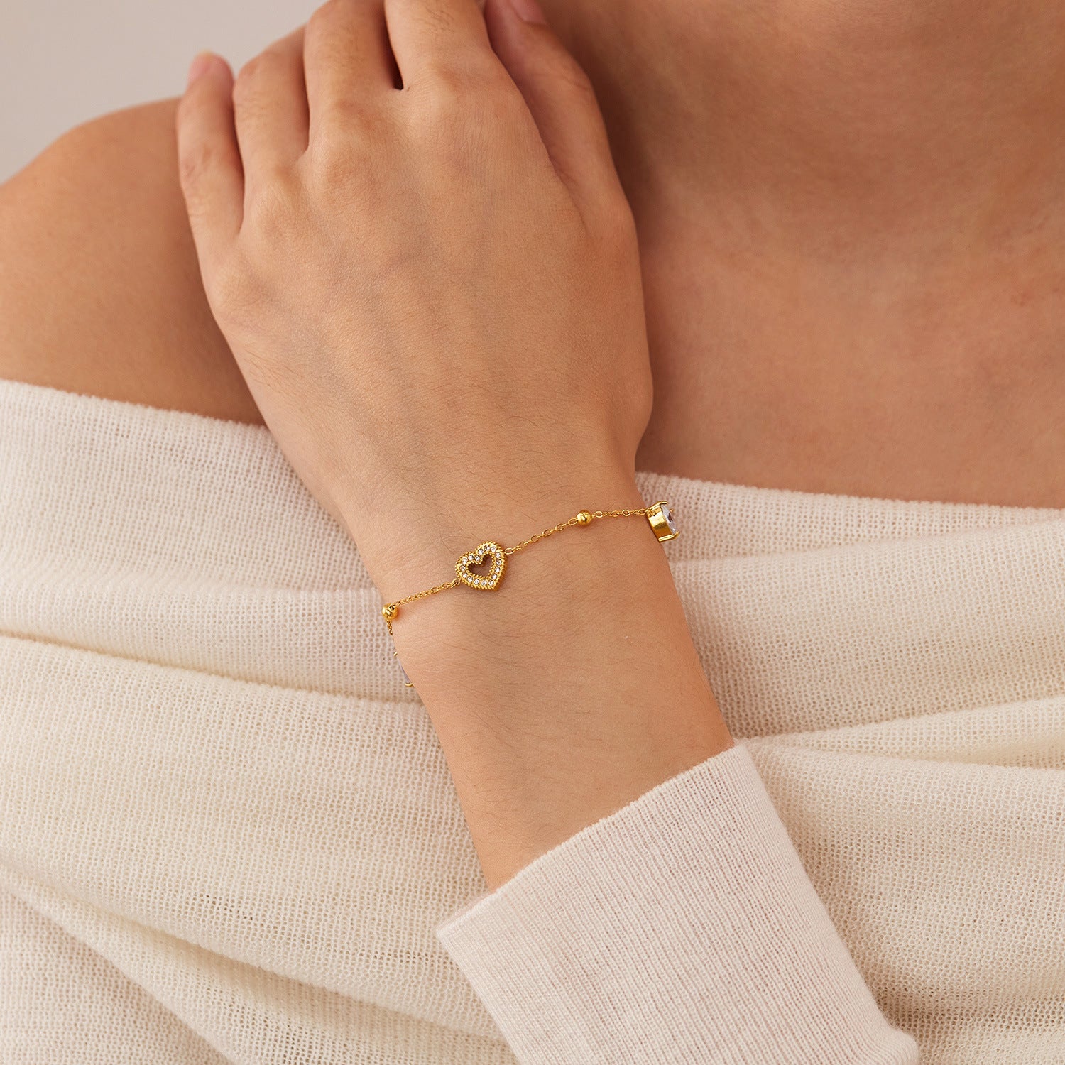 Gold-Plated Geometric Bracelet — Polished Stainless Steel