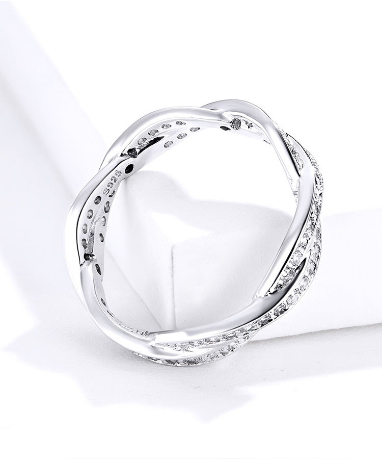 925 Silver Floral Textured Ring – Unisex Platinum Finish