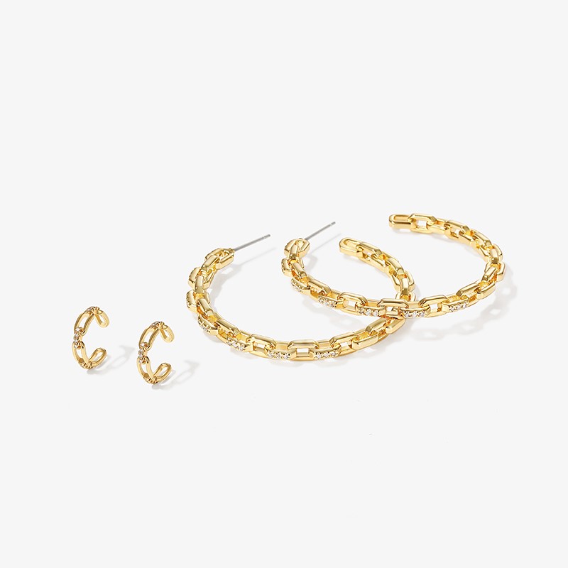 925 Silver Chain Link Hoop Earrings – Korean Minimalist