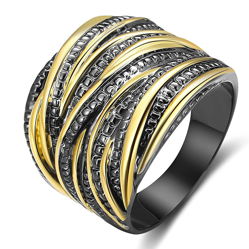 Retro Double Texture Ring – Unisex