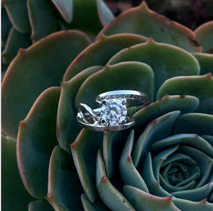 White Zircon Engagement Ring