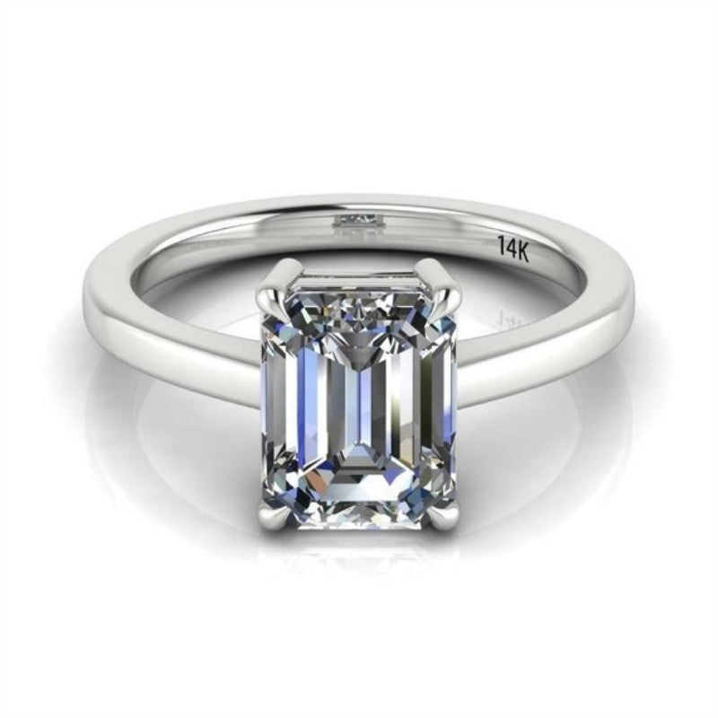 Emerald-Cut Moissanite Engagement Ring – Four Prong Setting