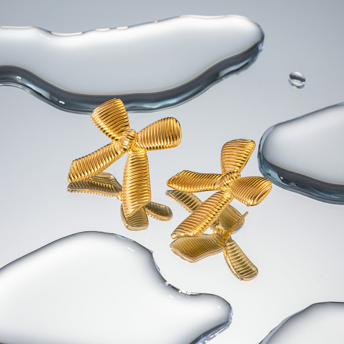 Gold Bow Stud Earrings - Luxury Minimalist Statement Piece