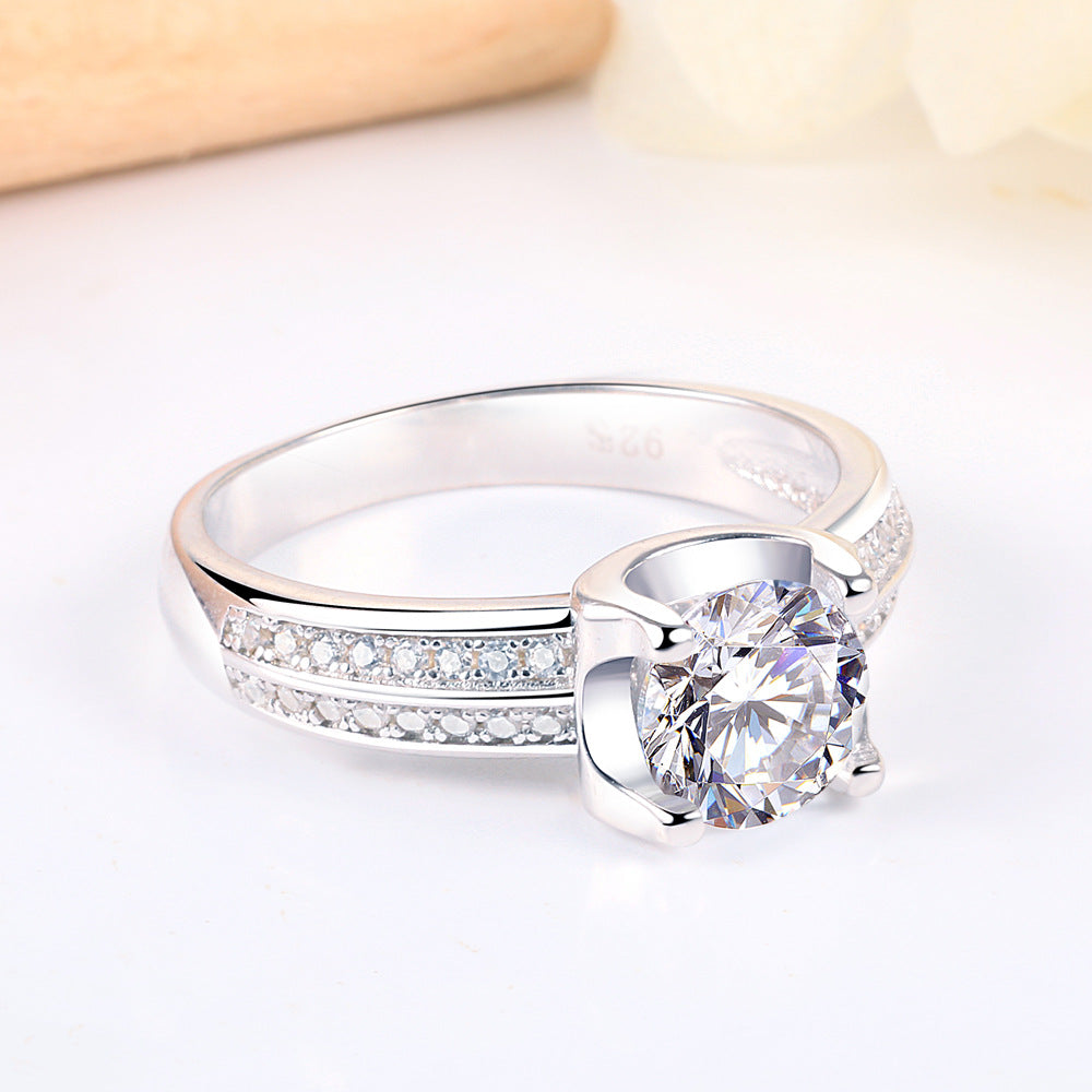 925 Silver European U-Shape Ring – Gem Inlay