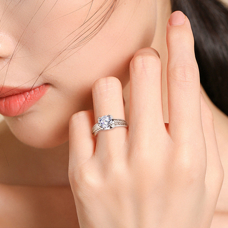 925 Silver European U-Shape Ring – Gem Inlay