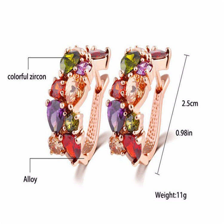 Floral Gemstone Huggie Earrings – European Colorful