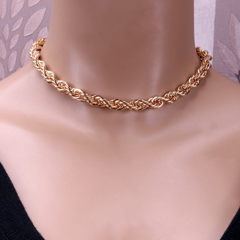Luxury Gothic Twisted Chain Choker - Bold Statement Necklace