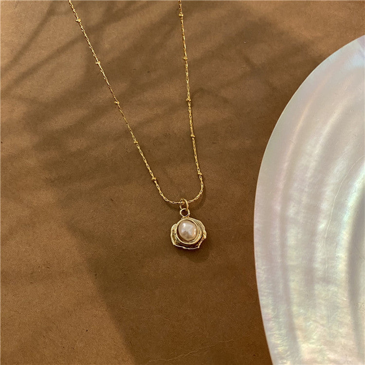 Baroque Freshwater Pearl Necklace – Gold, Titanium Steel, Retro Temperament