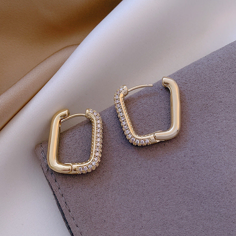 Geometric Square Zircon Earrings – Gold & Silver Plated