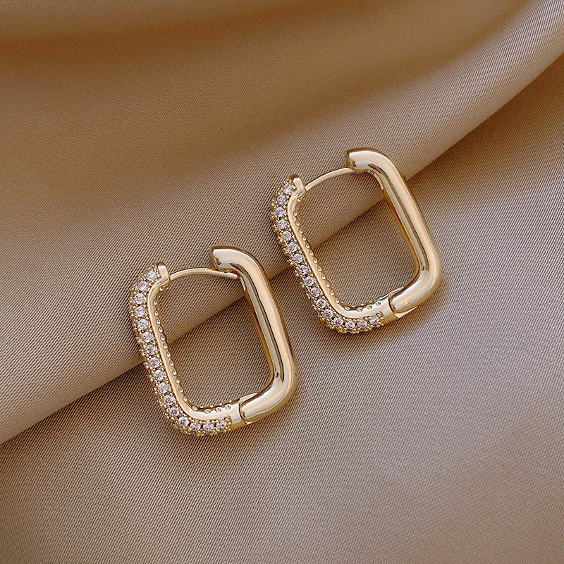 Geometric Square Zircon Earrings – Gold & Silver Plated