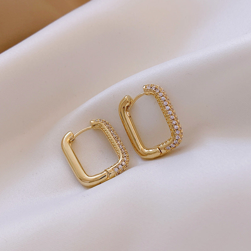 Geometric Square Zircon Earrings – Gold & Silver Plated