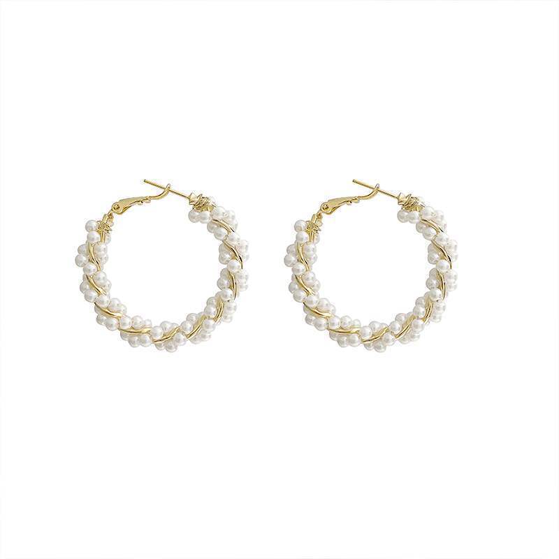 Pearl Circle Hoop Earrings – Vintage Geometric Statement