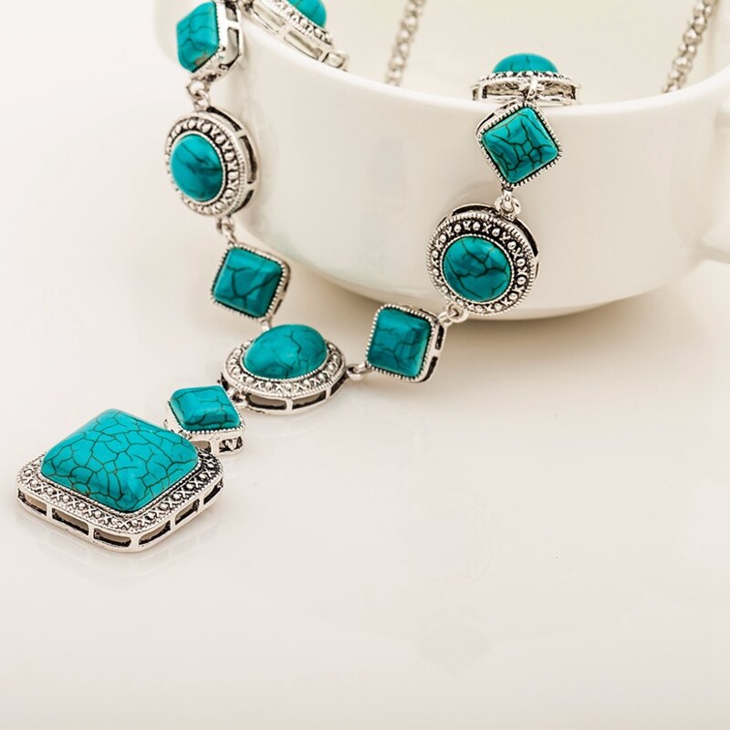 Turquoise Vintage Statement Necklace – Alloy, Boho, Women's