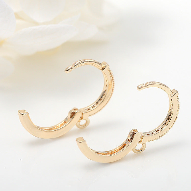 Gold Zircon U-Shape Ear Clips – Micro Pavé Hoop Earrings