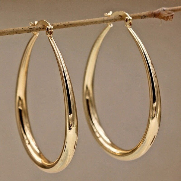 Geometric Oval Hoop Earrings
