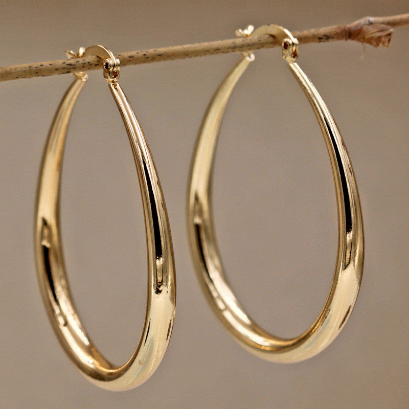 Geometric Oval Hoop Earrings