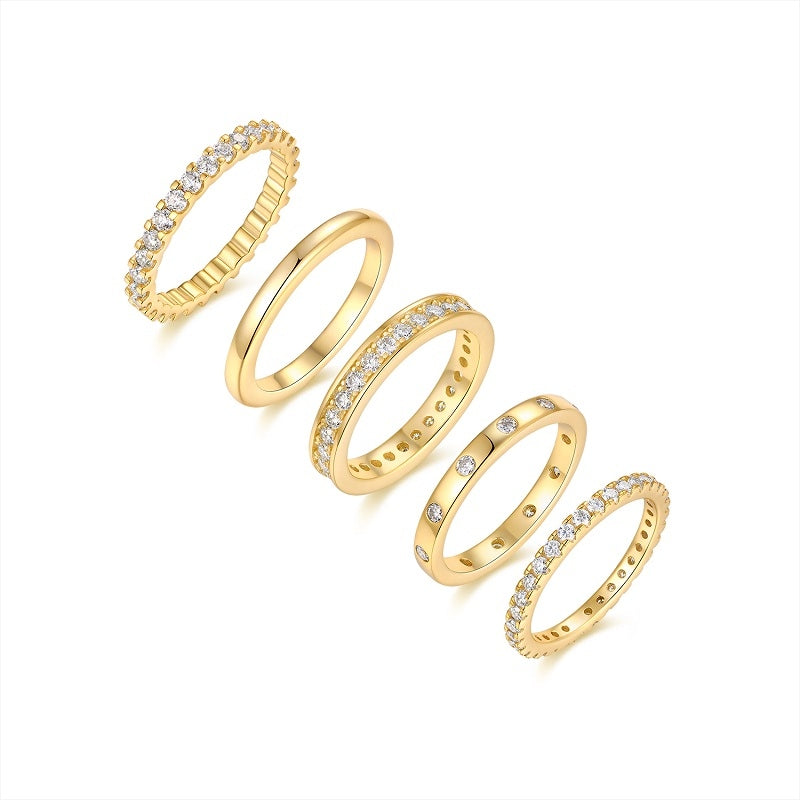 Golden Stars Moissanite Ring Set – S925 Sterling Silver