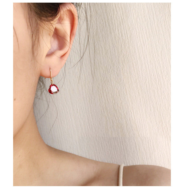 14K Gold Heart Drop Earrings – Sterling Silver 925 Women's Ear Hooks