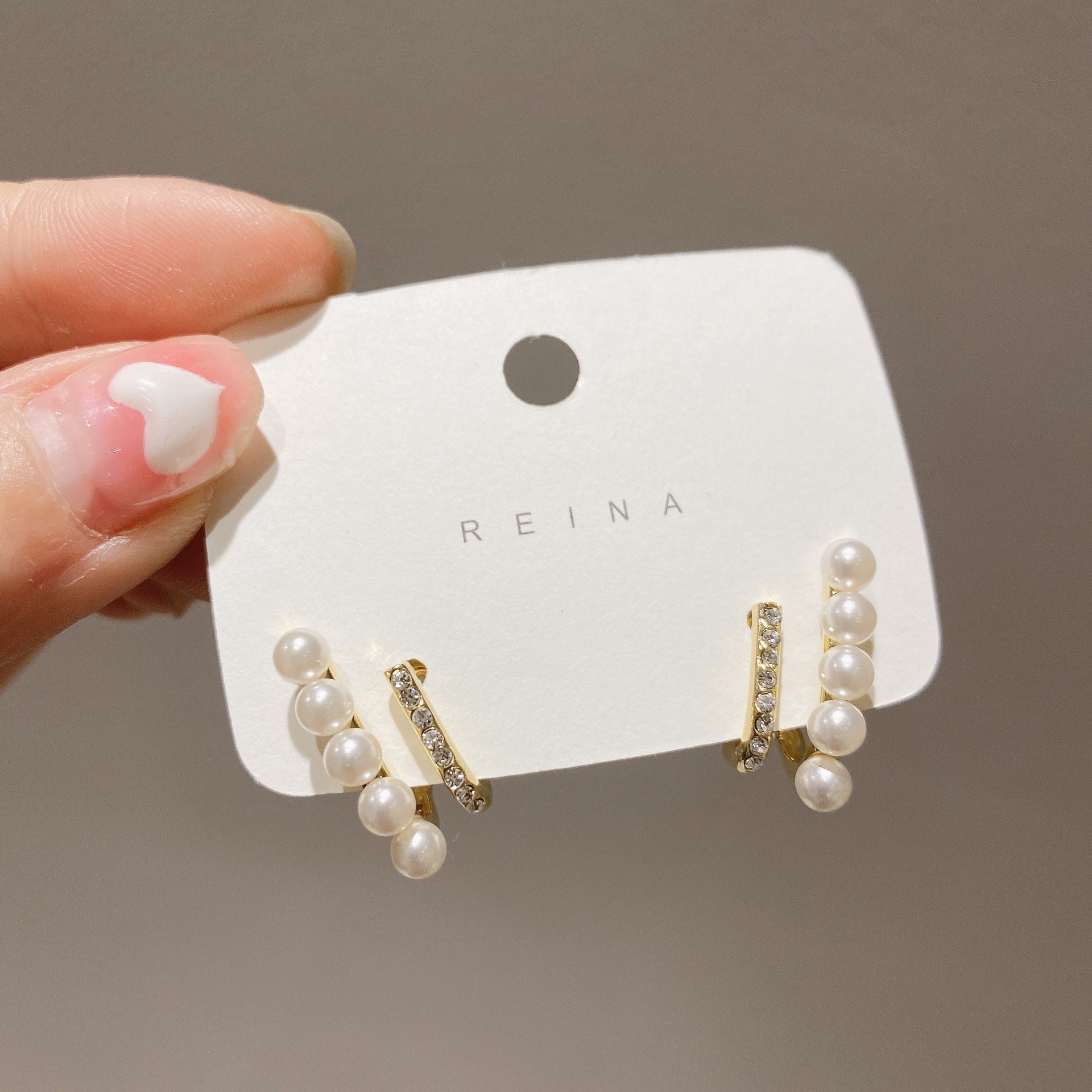 French Pearl Fantasy Stud Earrings – Vintage Geometric