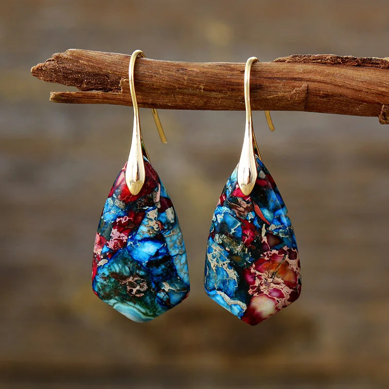 Handcrafted Jasper Stone Drop Earrings