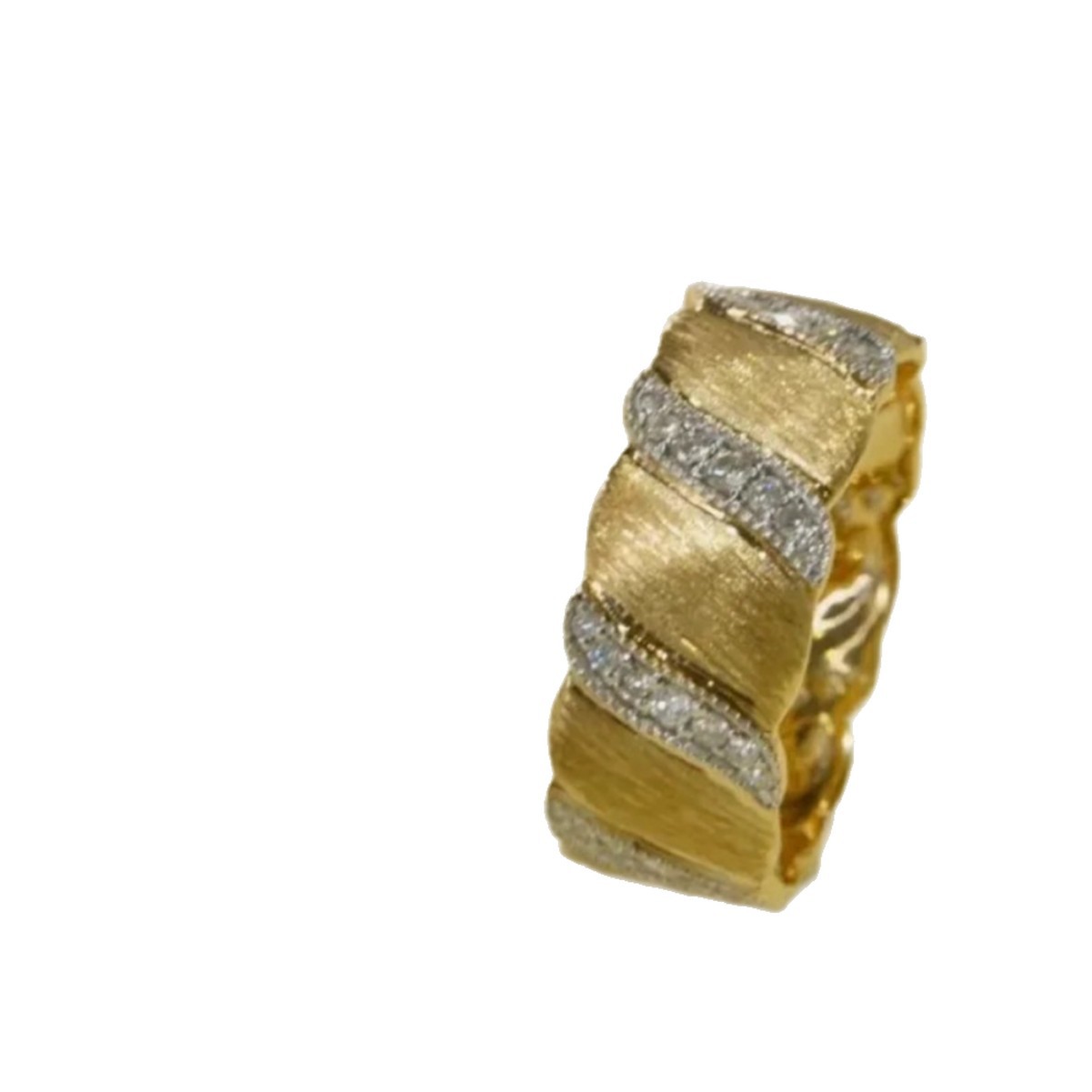 Vintage Sterling Silver Ring – Gold-Plated Brushed Finish