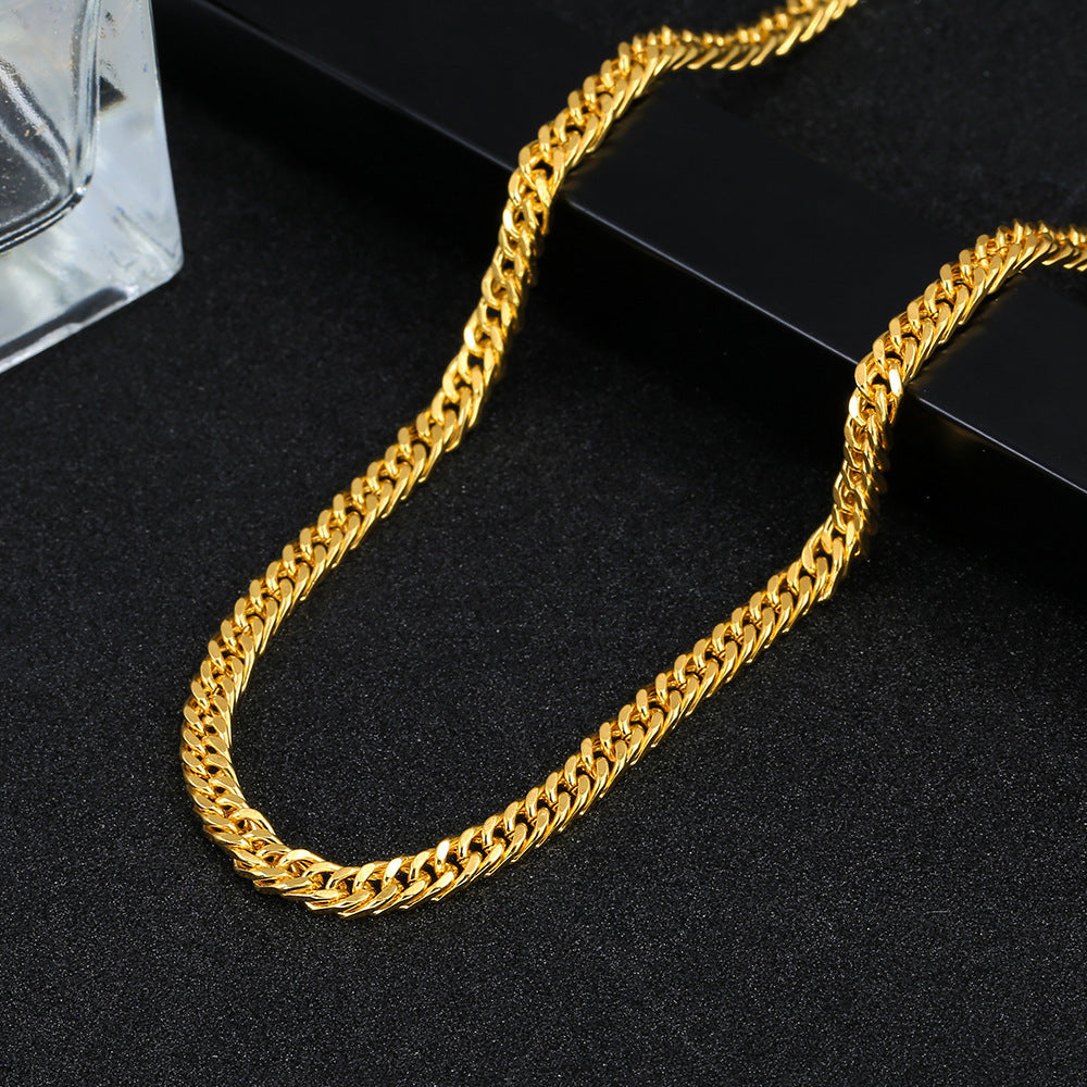 4MM Gold-Plated Box Chain Necklace – Minimalist Everyday Wear