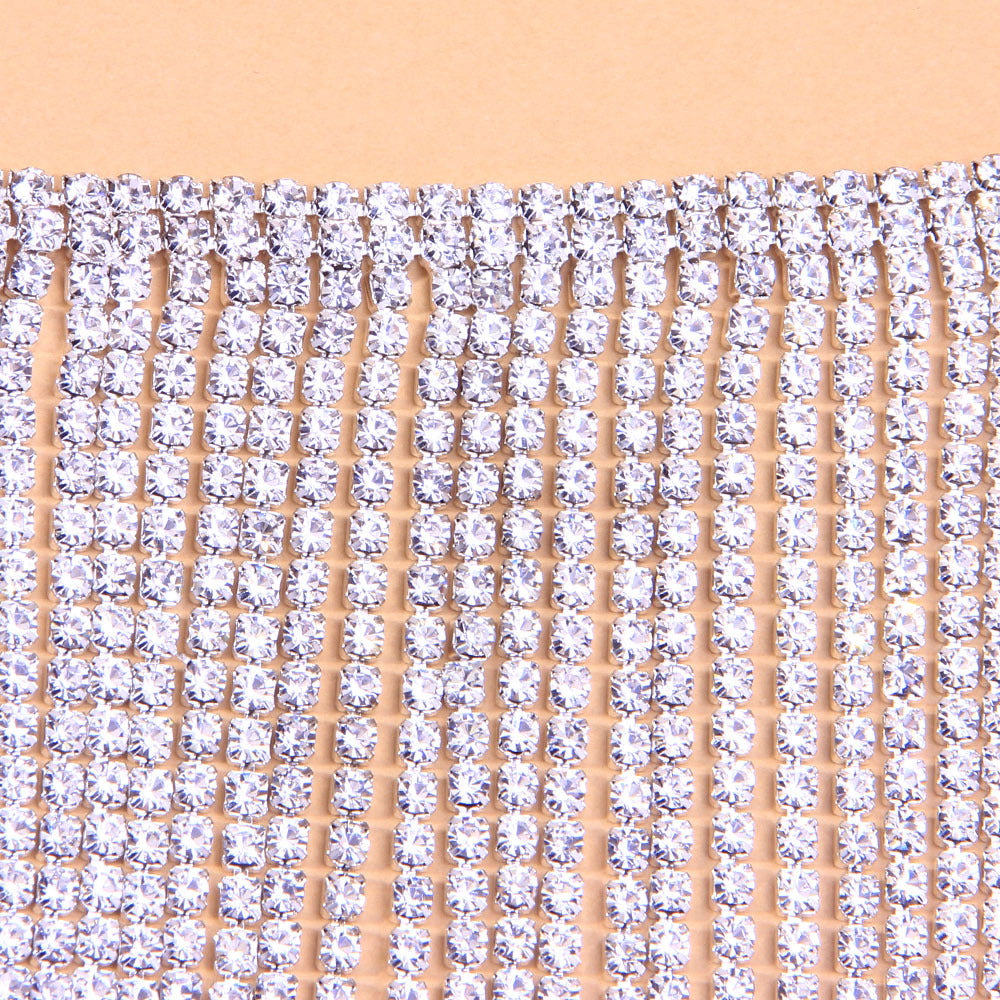 Double Row Rhinestone Necklace – Gold & Silver