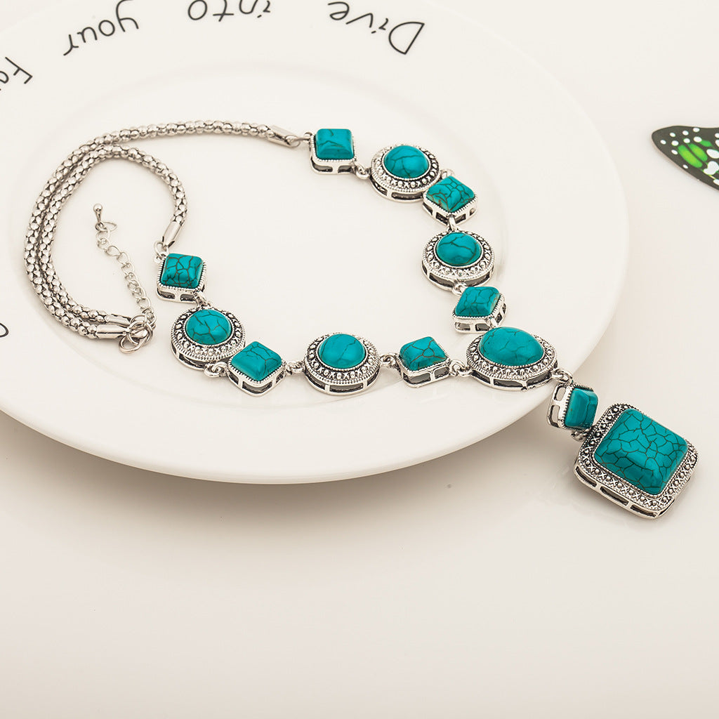 Turquoise Vintage Statement Necklace – Alloy, Boho, Women's