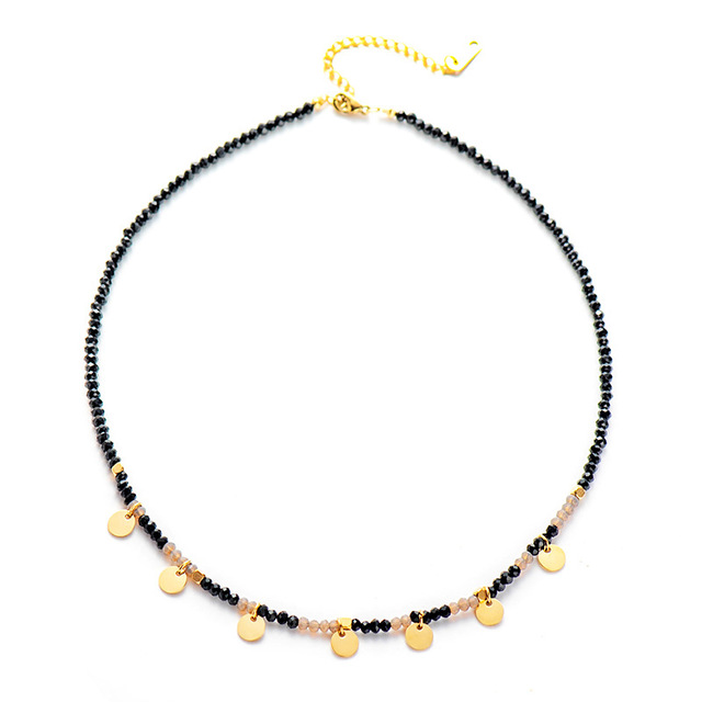 Handmade Crystal Bead Necklace – Gold, Stainless Steel, Stackable