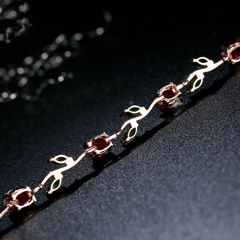 Crystal Zircon Tennis Bracelet – Rose Gold Plated, Egg-Cut & Marquise Stones, Women's