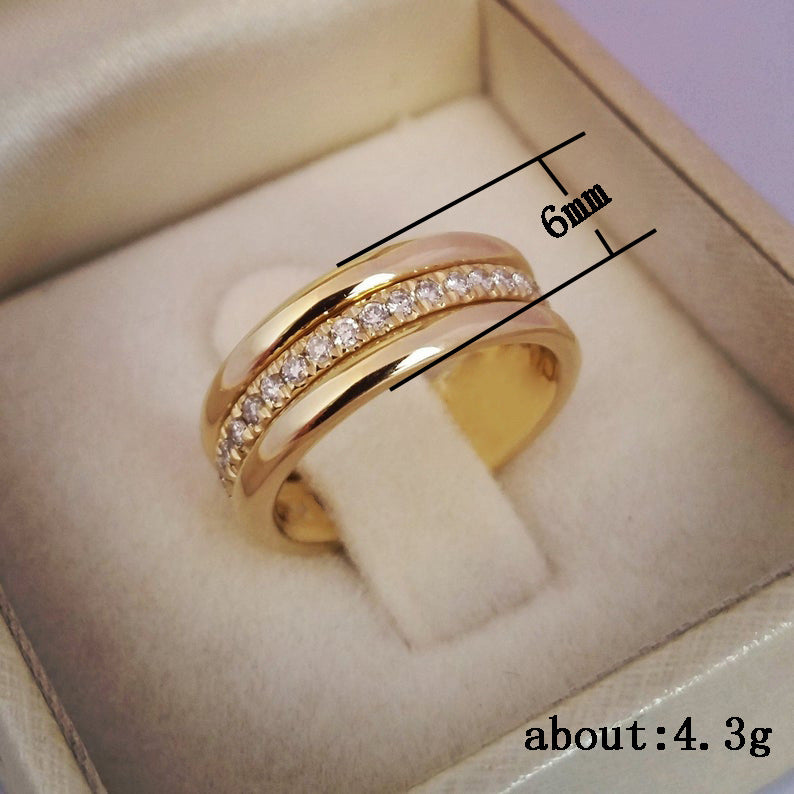 Gold & White Gold Zircon Band Ring – Women's