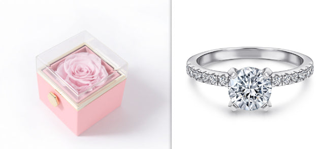 925 Sterling Silver Geometric Zircon Ring for Women – White Gold & Rose Gold
