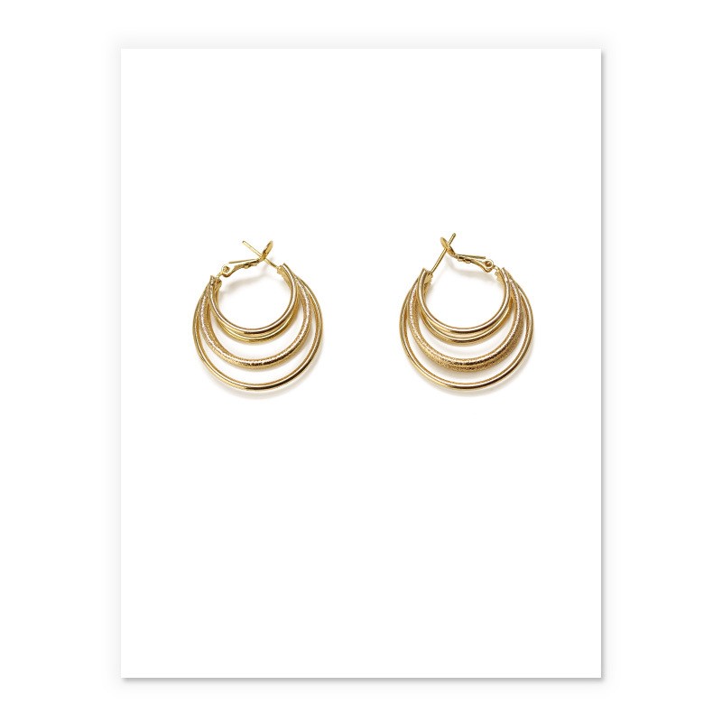 Multi-Line Hoop Earrings – Gold-Plated Brass