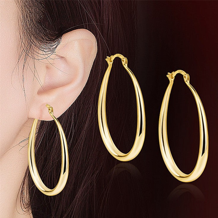 Geometric Oval Hoop Earrings