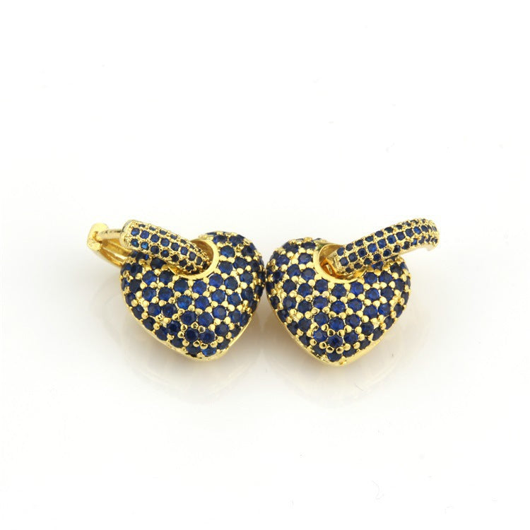 Gold Zircon Heart Earrings – AAA CZ Studs for Women
