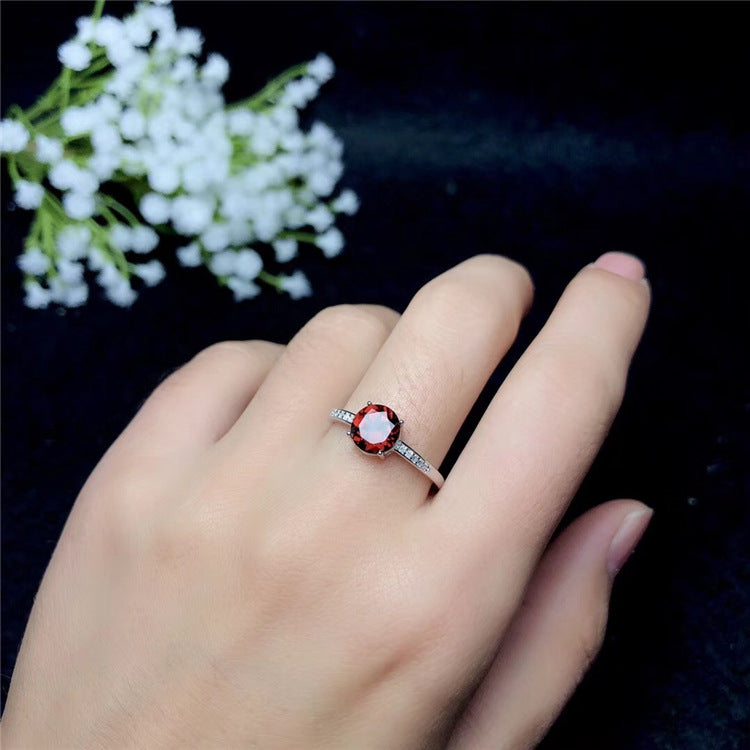 925 Silver Natural Garnet Ring
