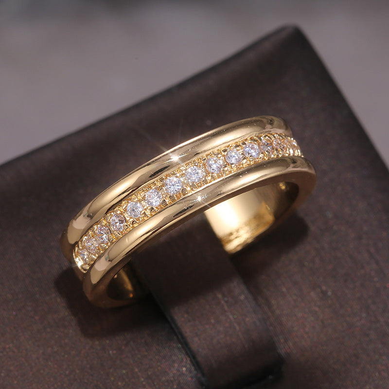 Gold & White Gold Zircon Band Ring – Women's