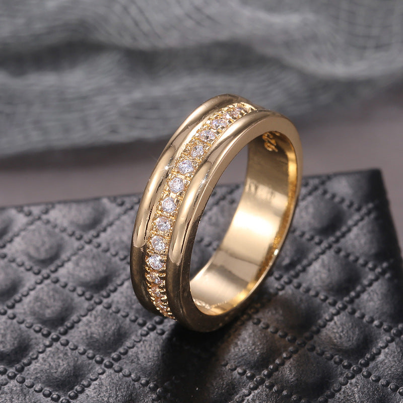 Gold & White Gold Zircon Band Ring – Women's