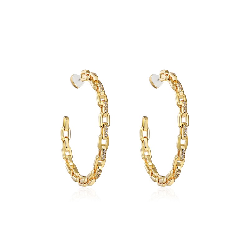 925 Silver Chain Link Hoop Earrings – Korean Minimalist