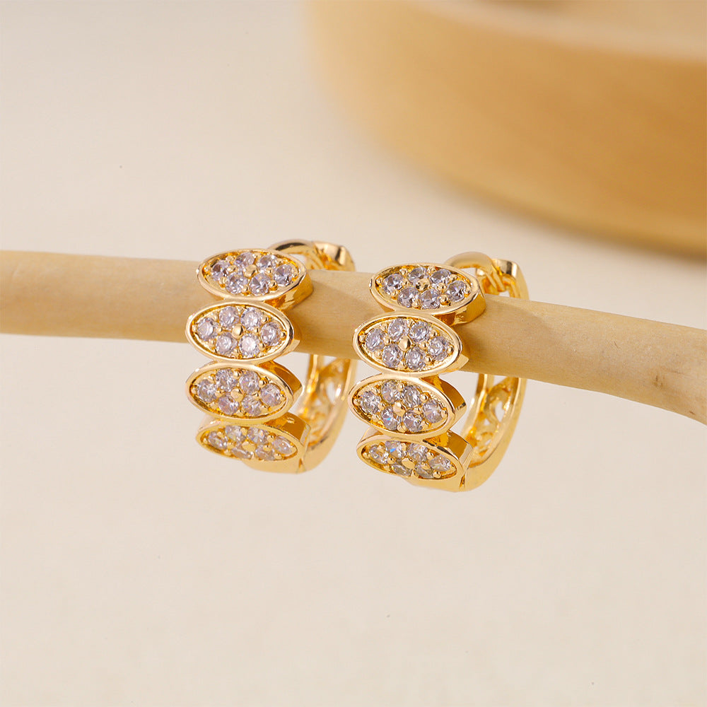 Gold Zircon Huggie Earrings – Ins-Style Copper CZ Hoop Earrings for Women