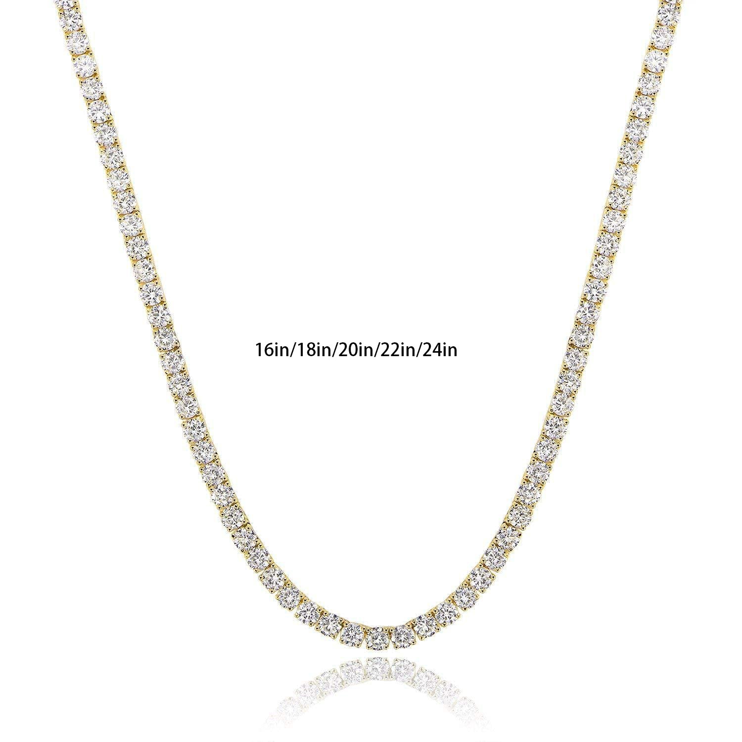 18K White Gold Plated Tennis Necklace - Luxury Zircon Statement Piece