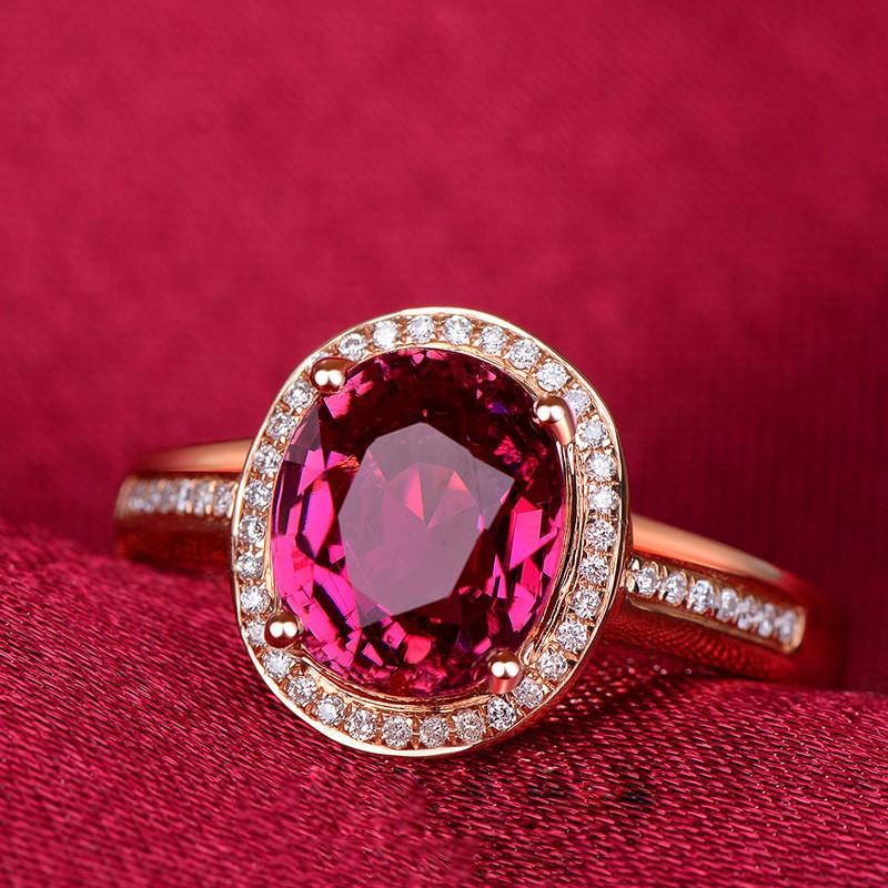 Ruby Crystal Diamond Ring in Rose Gold