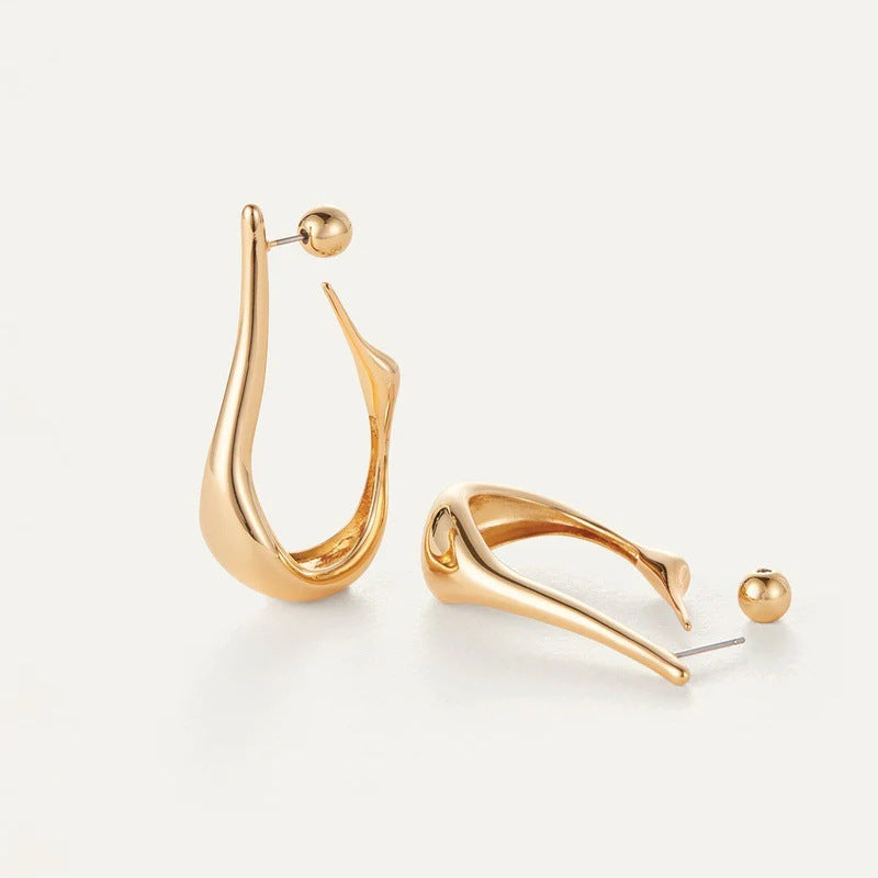 Gold Plated Sterling Silver Studs – Geometric Irregular Lines