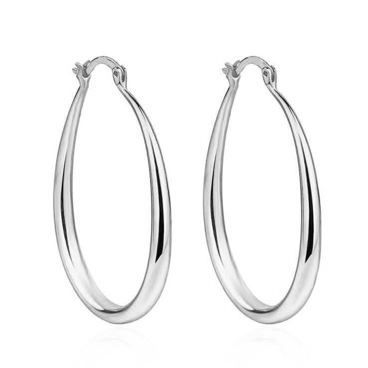 Geometric Oval Hoop Earrings