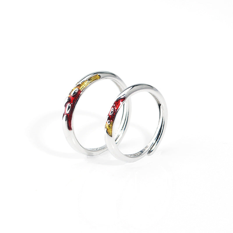 Simple Gold & Stone Couple Ring – Adjustable