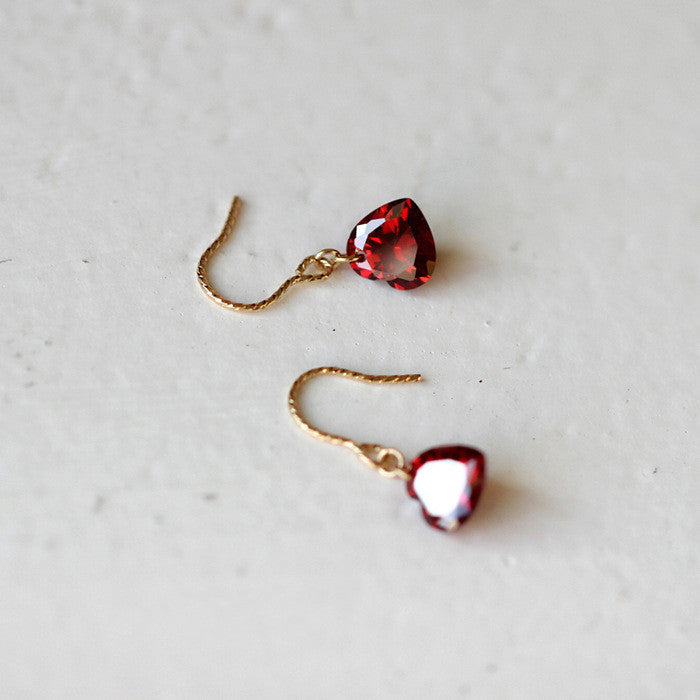 14K Gold Heart Drop Earrings – Sterling Silver 925 Women's Ear Hooks